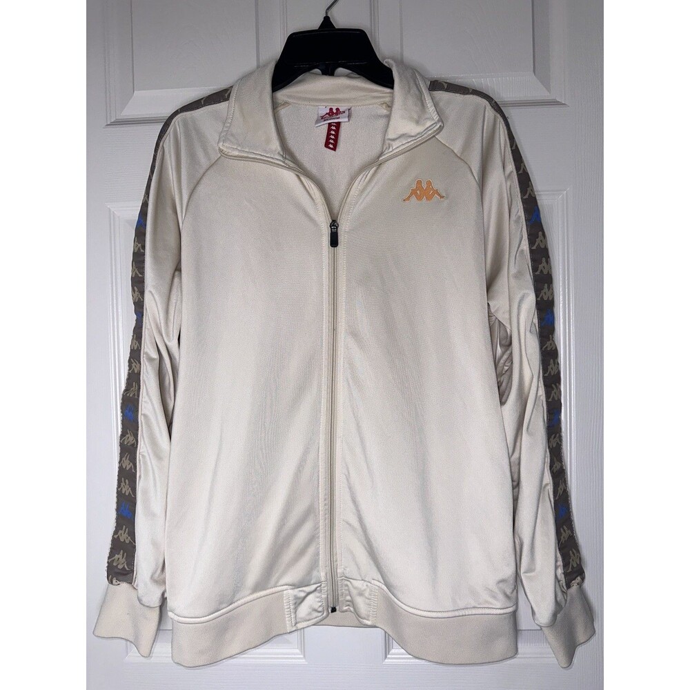 Kappa Men Jacket M Beige Graphic Logo Tape Track Long Sleeve